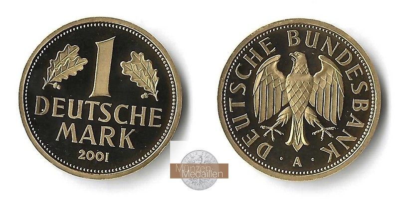 BRD   1 Mark MM-Frankfurt   Feingold: 12g Abschiedsprägung d. Deutschen Bundesbank 2001 A 