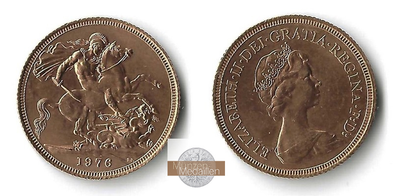 Grossbritannien MM-Frankfurt  Feingold: 7,32g Sovereign 1976 