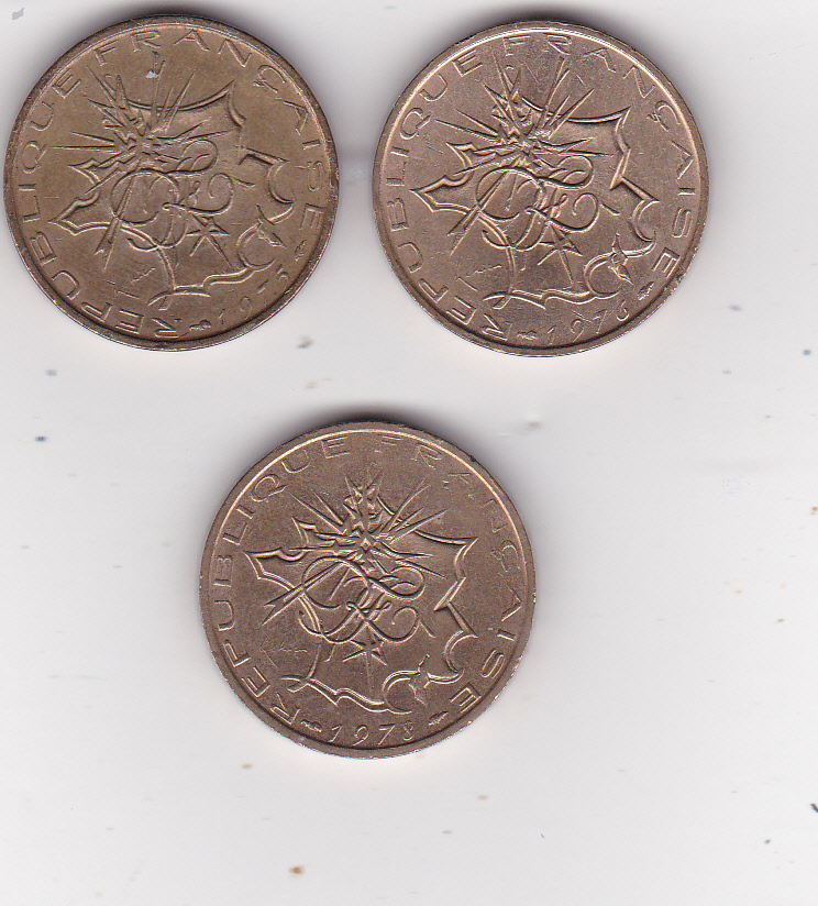  Frankreich, 10 Franc 1975,1976,1978   
