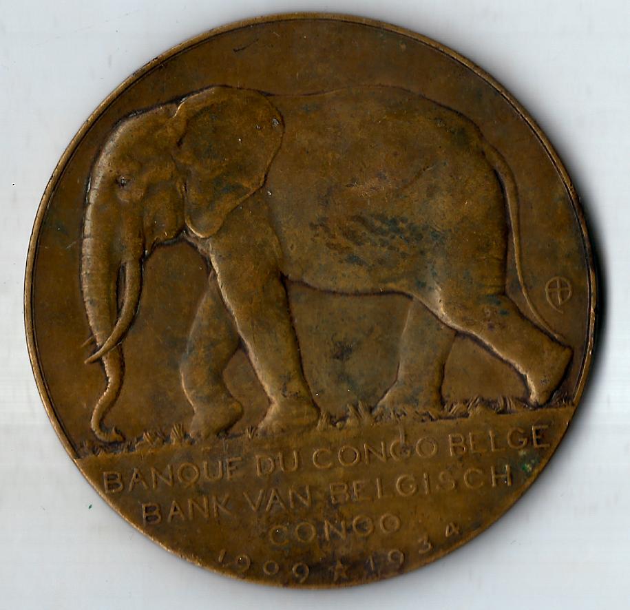  Medaillen Belgisch Kongo 1934  124,6 Gr. Bronze R selten Goldankauf Koblenz Frank Maurer F955   
