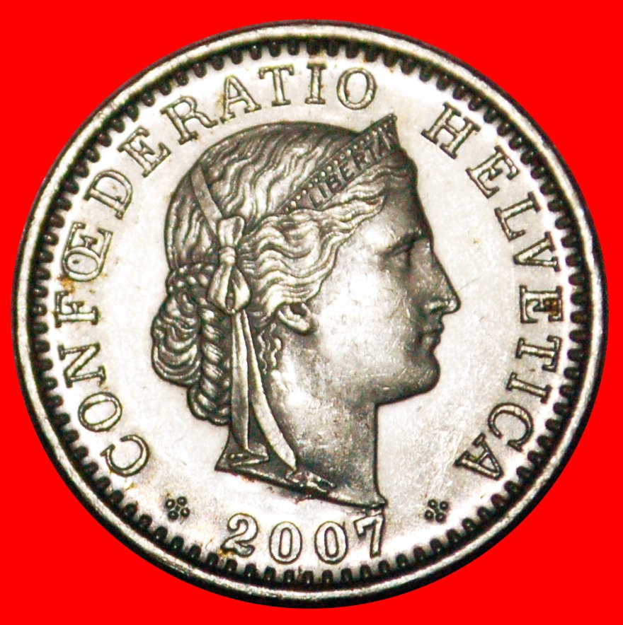  • LIBERTY (1879-2021): SWITZERLAND★20 RAPPEN 2007B MINT LUSTER TORN TRUNCATION★LOW START★NO RESERVE!   