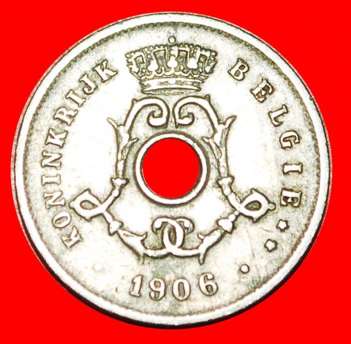  • DUTCH LEGEND: BELGIUM ★ 5 CENTIMES 1906! LEOPOLD II (1865-1909) LOW START ★ NO RESERVE!   