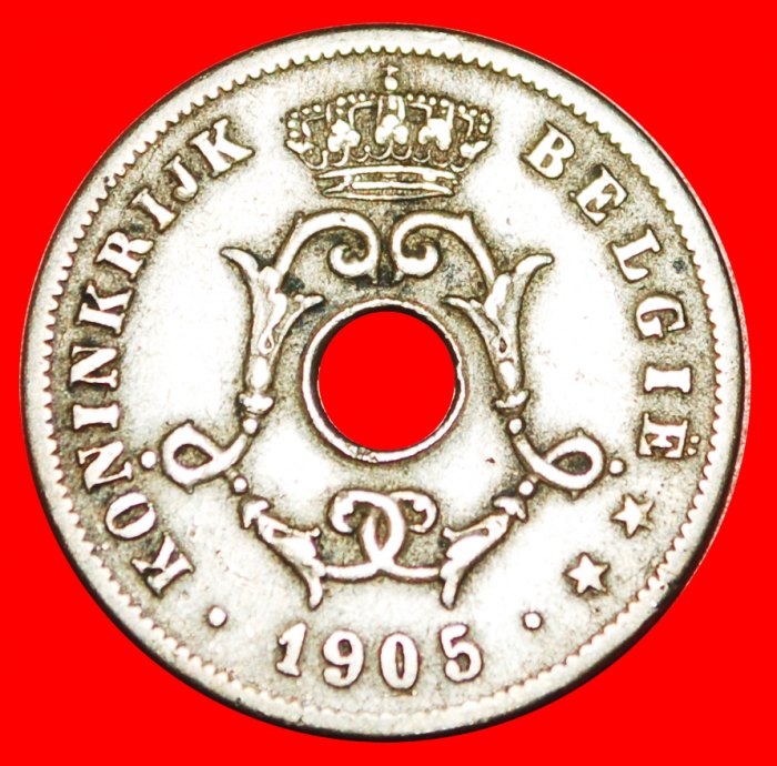  • DUTCH LEGEND: BELGIUM ★ 10 CENTIMES 1905! LEOPOLD II (1865-1909) LOW START ★ NO RESERVE!   