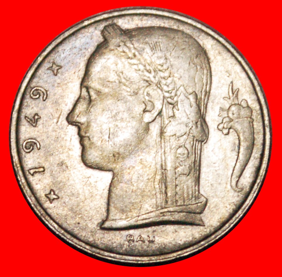 • FRENCH LEGEND: BELGIUM ★ 5 FRANCS 1949 NOT MEDAL ALIGNMENT! LOW START ★ NO RESERVE!