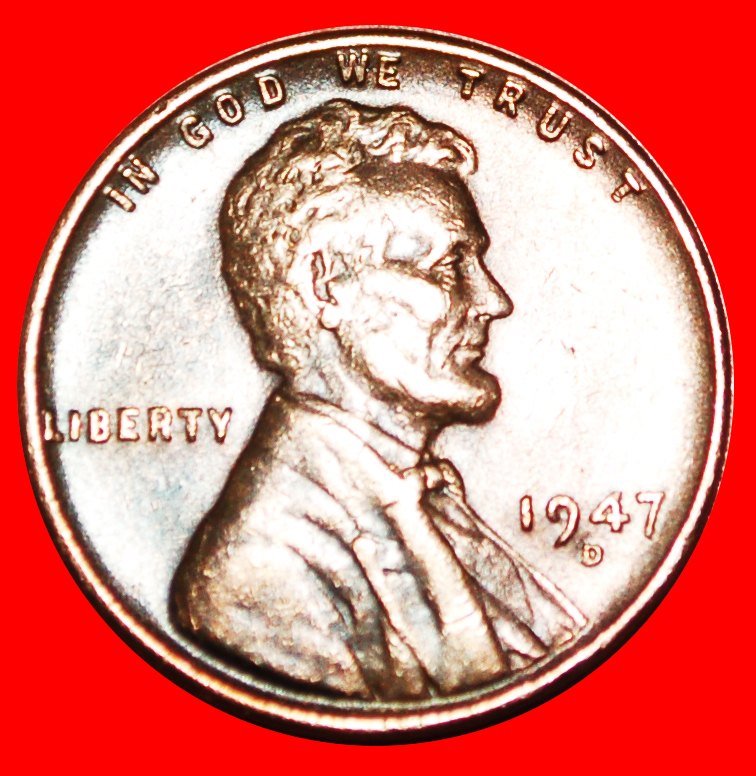  • WHEAT PENNY (1909-1958): USA ★ 1 CENT 1947D! LINCOLN (1809-1865)! LOW START ★ NO RESERVE!   