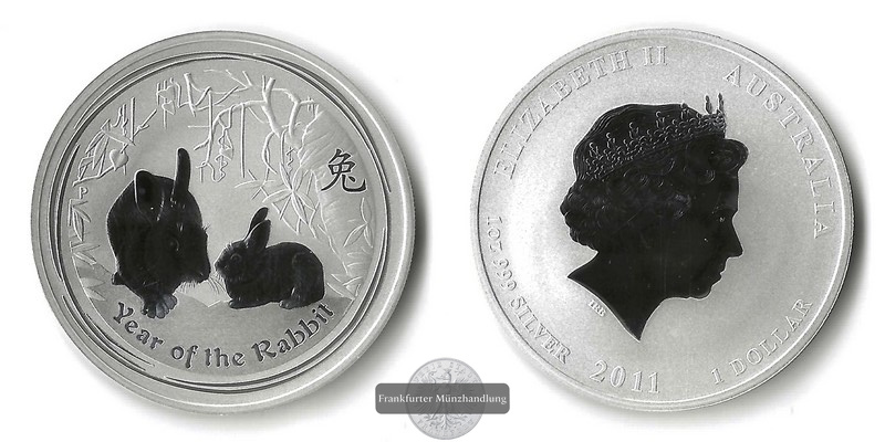  Australien 1 Dollar Year of the Rabbit 2011 FM-Frankfurt Feinsilber: 31,1g   