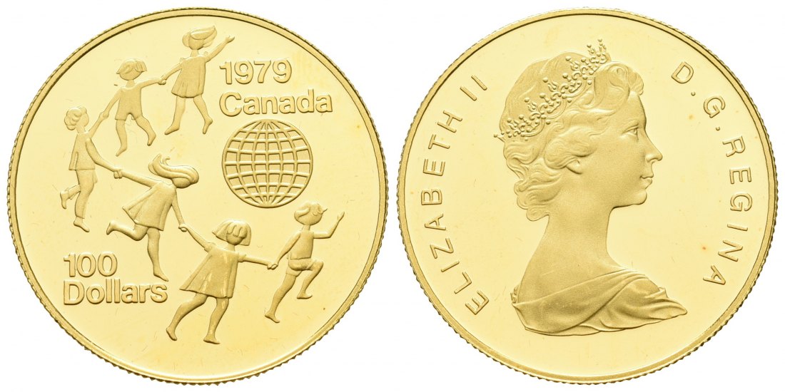 PEUS 5940 Kanada 15,55 g Feingold. Elisabeth II. / Jahr des Kindes 100 Dollars / 1/2 Unze GOLD 1979 Impaired Proof