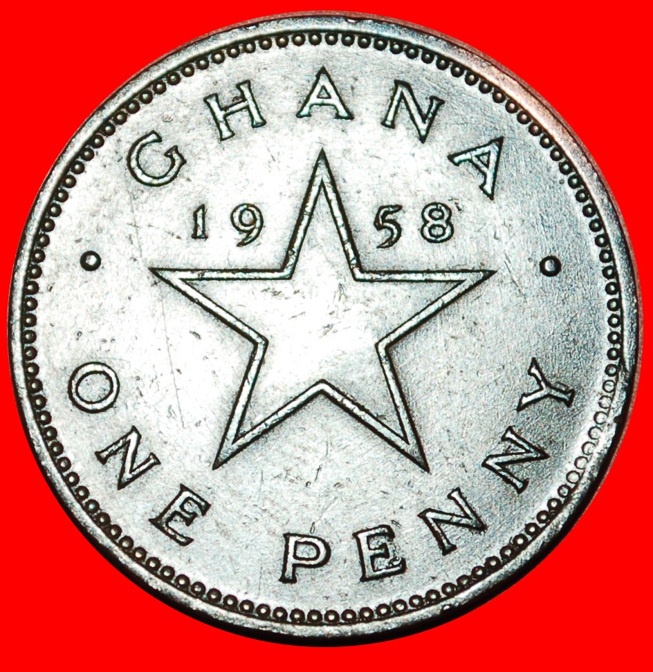  • GROSSBRITANNIEN STERN: GHANA ★ 1 PENNY 1958! OHNE VORBEHALT!   