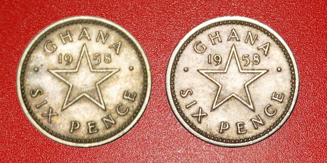  • GREAT BRITAIN: GHANA ★ 6 PENCE 1958 BALD AND HAIRY TYPES! LOW START ★ NO RESERVE!   