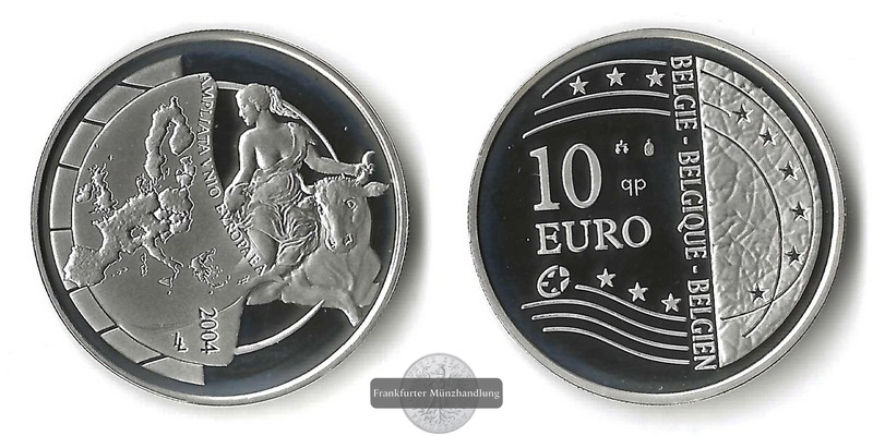  Belgien  10 Euro 2004  Erweiterung der Europäischen Union  FM-Frankfurt  Feinsilber: 17,34g   