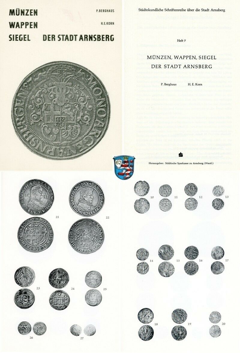  Berghaus / Korn - Münzen ,Wappen ,Siegel der Stadt Arnsberg   