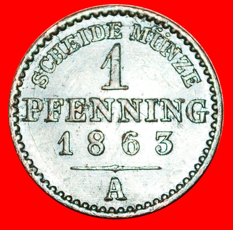 • PRUSSIA: GERMANY ★ 1 PFENNIG 1863A! WILLIAM I (1861-1888) LOW START ★ NO RESERVE!