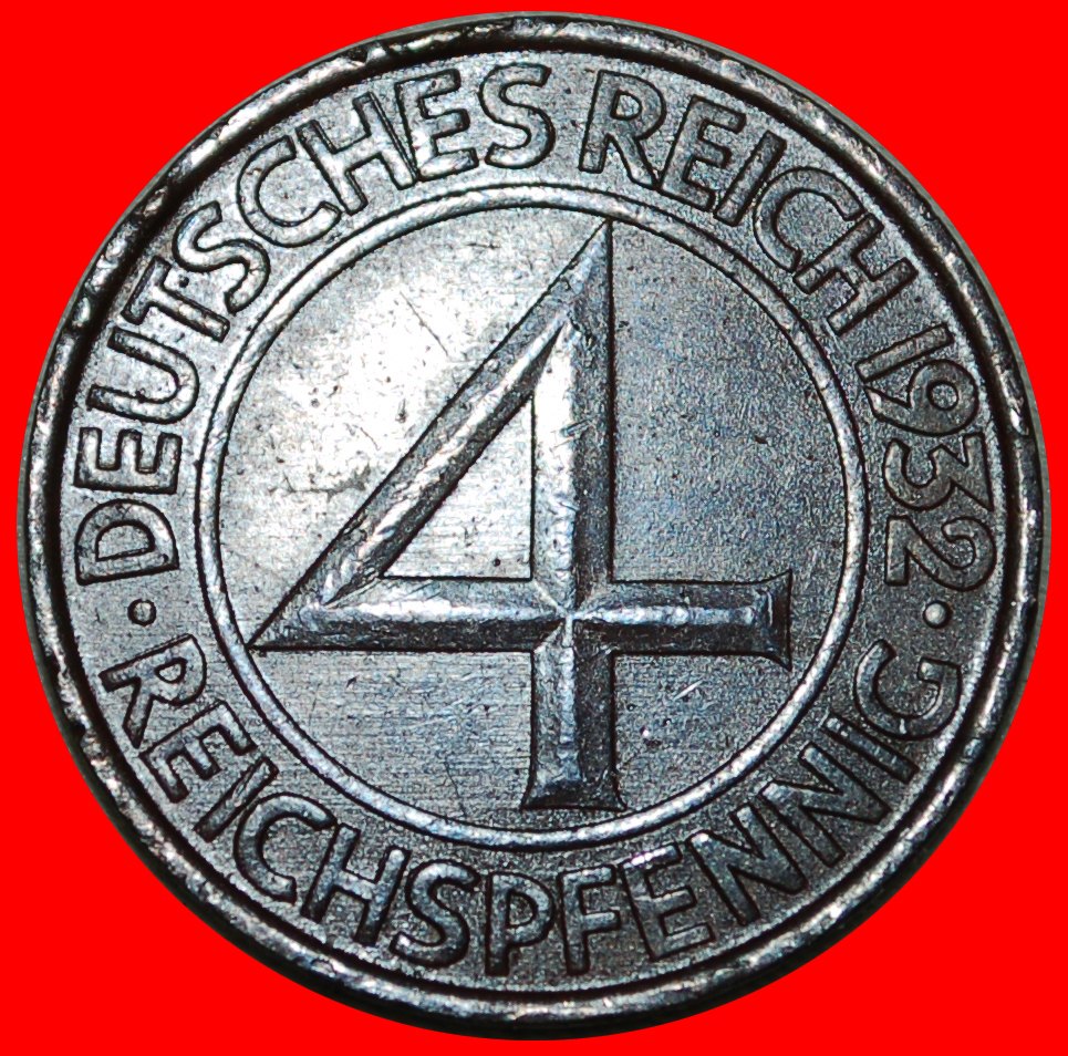  • RARE: GERMANY ★ 4 PFENNIG 1932A! LOW START ★ NO RESERVE!   
