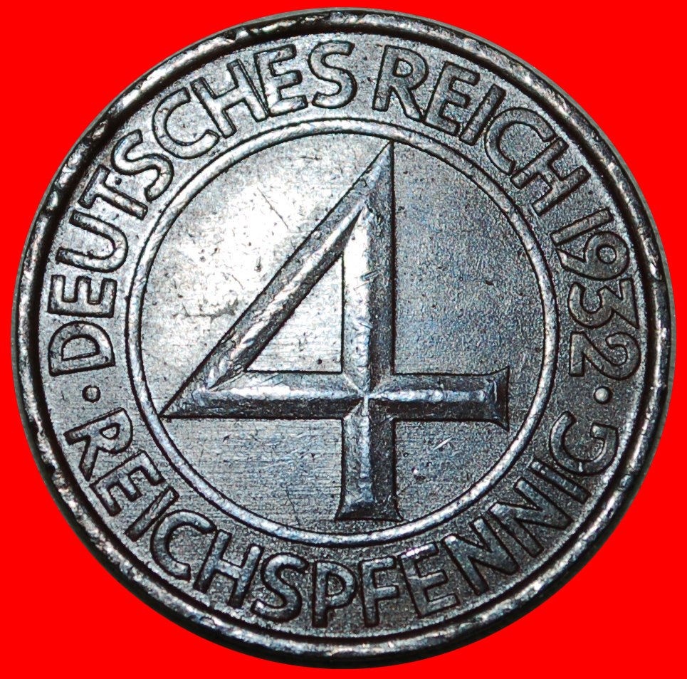  • UNGEWÖHNLICH: DEUTSCHLAND ★ 4 PFENNIG 1932A! OHNE VORBEHALT!   