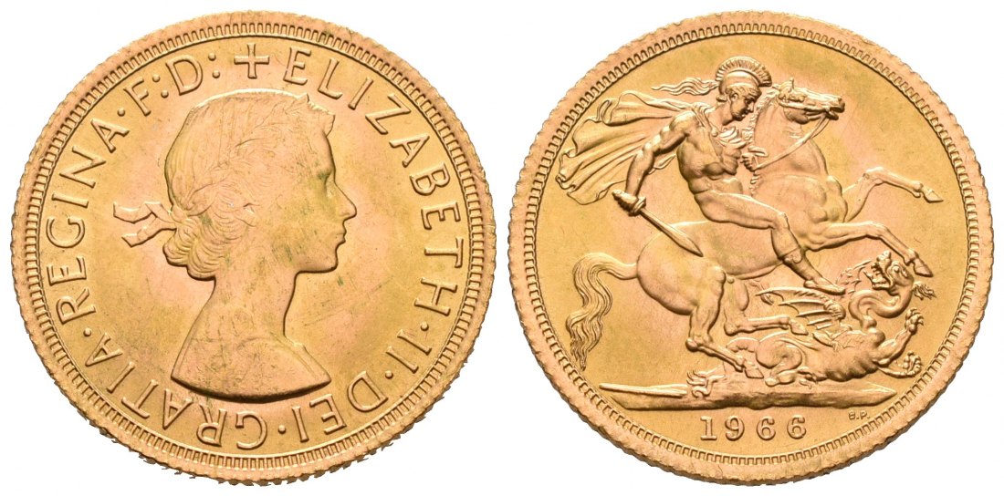 PEUS 5949 Grossbritannien 7,32 g Feingold. Elizabeth II. (1952 - heute) Sovereign GOLD 1966 Kl. Kratzer, fast Stempelglanz
