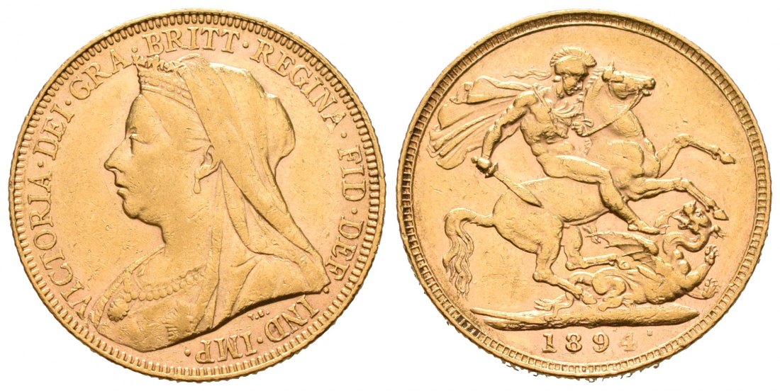 PEUS 5952 Großbritannien 7,32 g Feingold. Witwenschleier Victoria (1837 - 1901) Sovereign GOLD 1894 Sehr schön