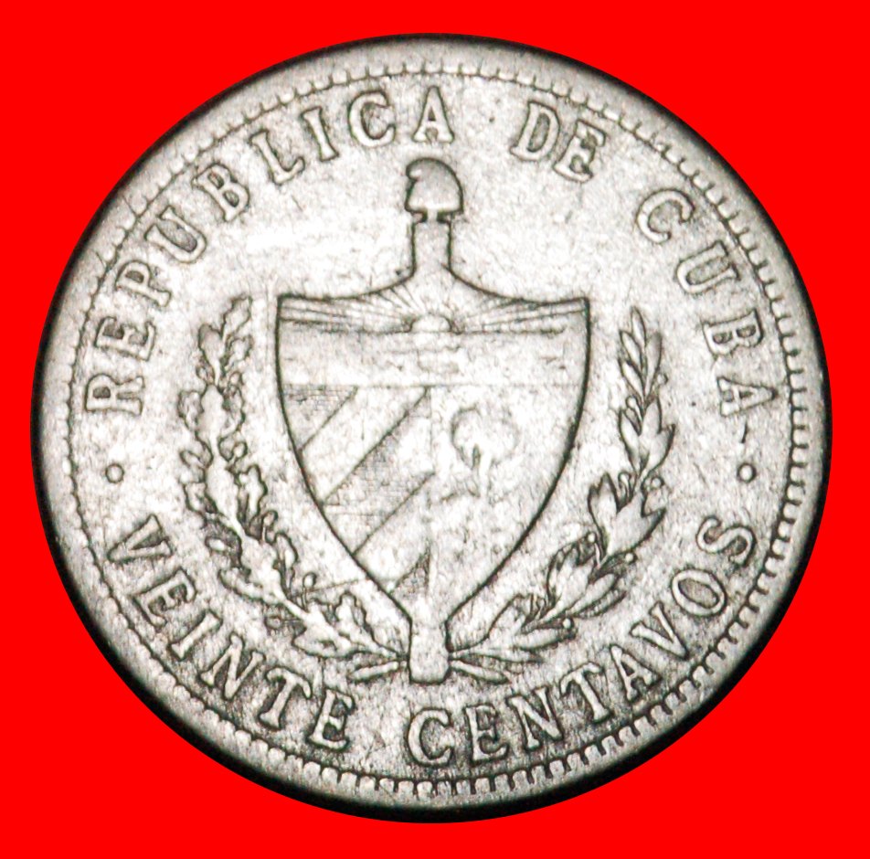  * USA: CUBA ★ 20 CENTAVOS 1915 SILVER HIGH RELIEF STAR! LOW START ★ NO RESERVE!   