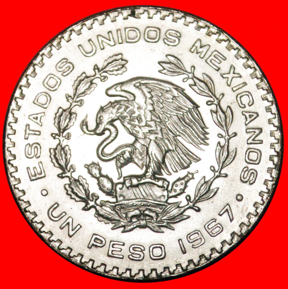  • SILVER TYPE (1957-1967): MEXICO ★ 1 PESO 1967 MINT LUSTER! LOW START ★ NO RESERVE!   