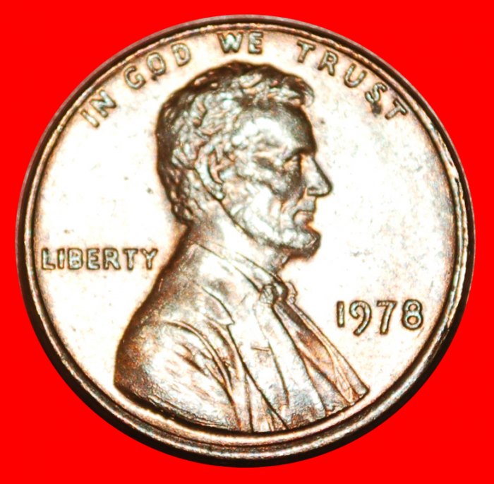  • MEMORIAL (1959-1982): USA ★ 1 CENT 1978! LINCOLN (1809-1865)! OHNE VORBEHALT!   