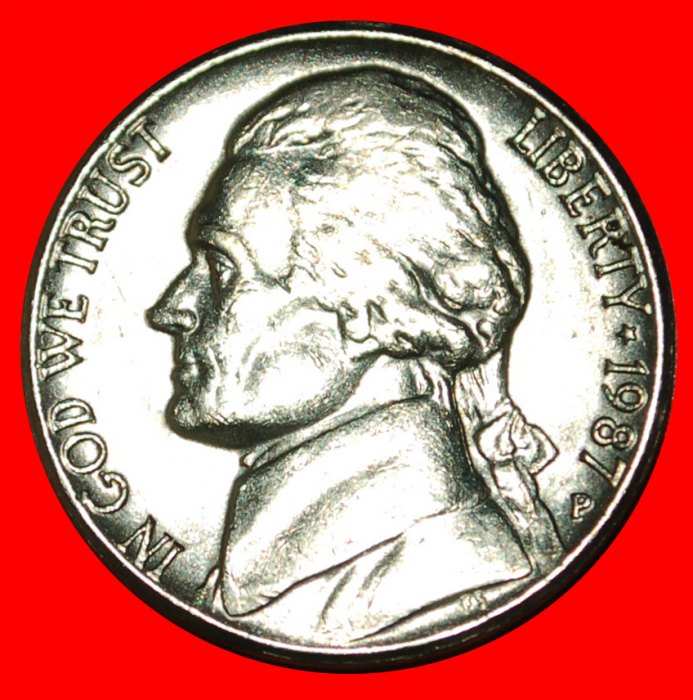  • MONTICELLO (1938-2003): USA ★ 5 CENTS 1987P VZGL STEMPELGLANZ! Jefferson 1801-1809 OHNE VORBEHALT!   