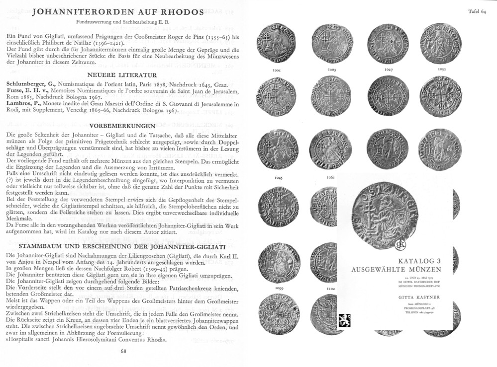  Kastner (München) Auktion 03 (1973) Würzburg Spezialsammlung / Sammlung Johanniterorden auf Rhodos   
