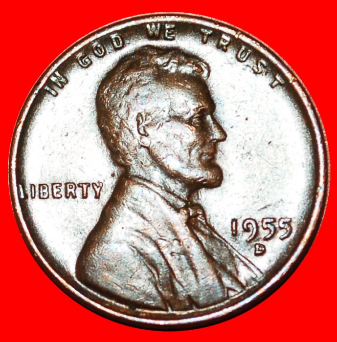  • WEIZEN PENNY (1909-1958): USA ★ 1 CENT 1955D! LINCOLN (1809-1865) OHNE VORBEHALT!   