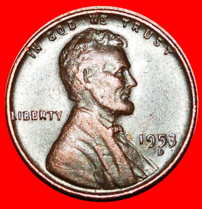  • WEIZEN PENNY (1909-1958): USA ★ 1 CENT 1953D! LINCOLN (1809-1865) OHNE VORBEHALT!   