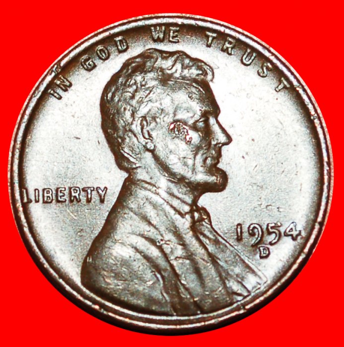 • WHEAT PENNY (1909-1958): USA ★ 1 CENT 1954D! LINCOLN (1809-1865) LOW START ★ NO RESERVE!