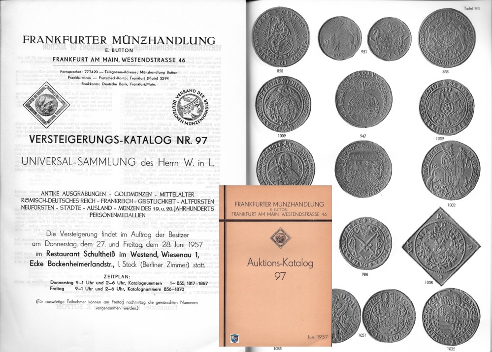  Button (Frankfurt) Auktion 97 (1957) Byzanz ,Griechen ,Römer /RDR Geistlichkeit ,Alt & Neufürsten ua   