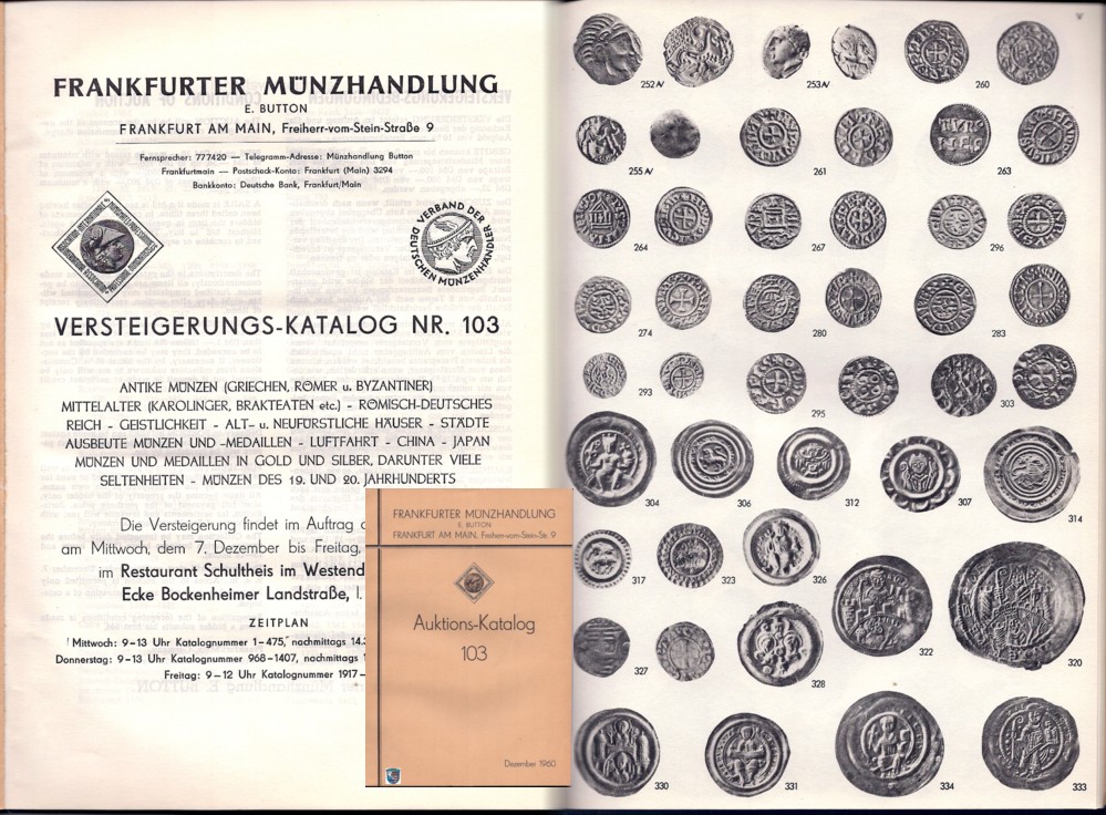  Button (Frankfurt) Auktion 103 (1960) Römer ,Griechen ,Byzanz + Mittelalter Karolinger ,Brakteaten   