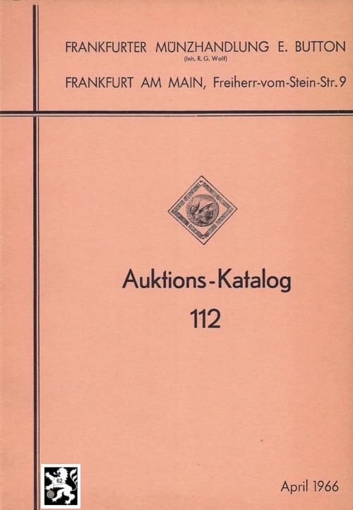  Button (Frankfurt) Auktion 112 (1966) Antike ,Mittelalter & Neuzeit ua Universalsammlung Württemberg   