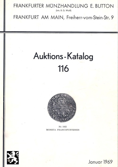  Button (Frankfurt) Auktion 116 (1969) Antike Silbermünzen Griechen & Römer sowie Kelten / Neuzeit   