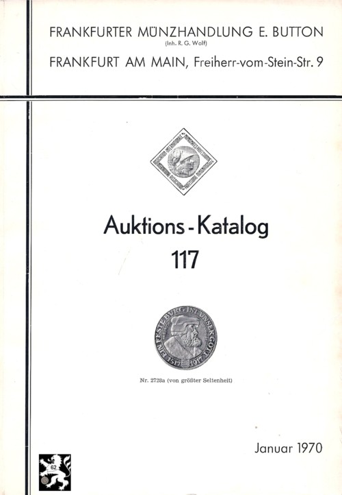  Button (Frankfurt) Auktion 117 (1970) Antike -Neuzeit dabei Große Spezialsammlung Nassau des Herrn G   