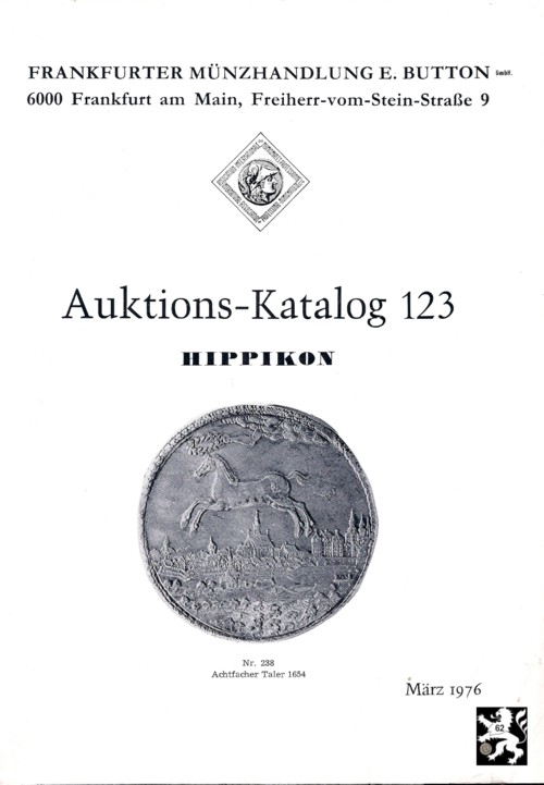  Button (Frankfurt) Auktion 123 (1976) Pferde Hippokon Sammlung eines Pferde und Tierliebhabers   