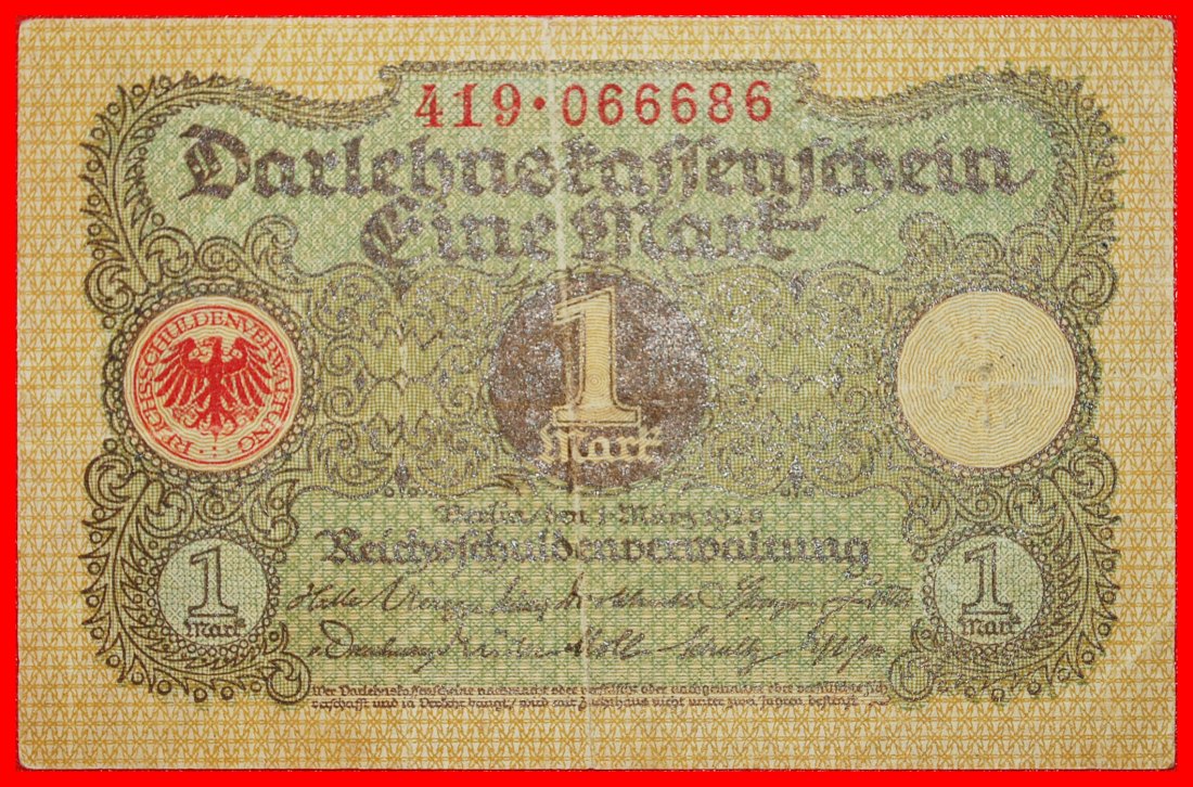  • DARLEHNSKASSENSCHEIN: GERMANY ★ 1 MARK 1920 CRISP! LOW START ★ NO RESERVE!   