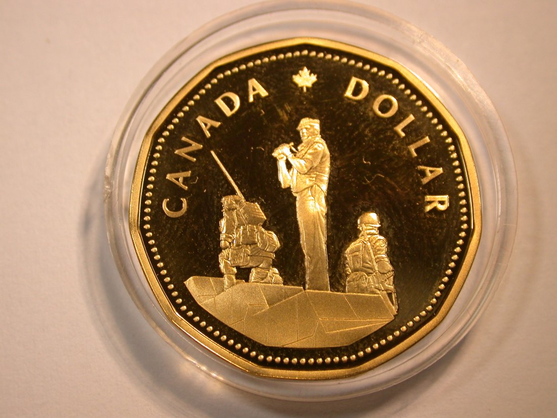  F11  Kanada  1 Dollar 1995 Friedensmonument in PP (Proof) in Kapsel   Originalbilder   