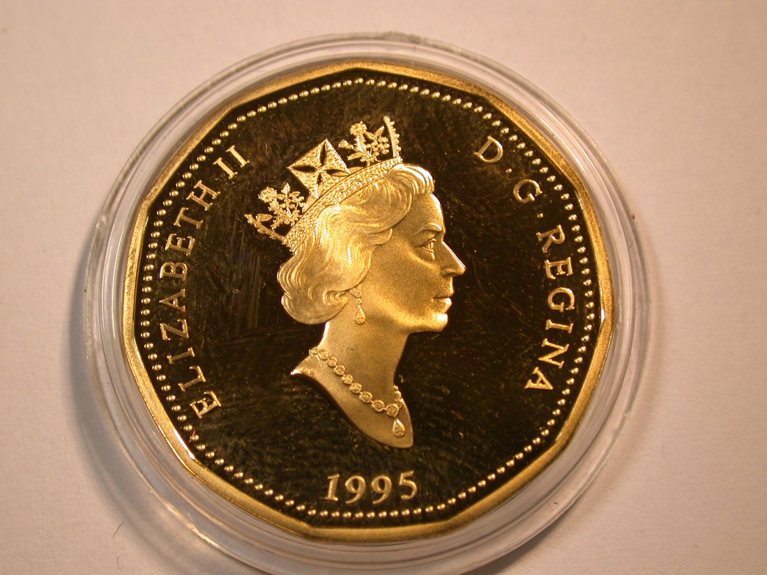  F11  Kanada  1 Dollar 1995 Friedensmonument in PP (Proof) in Kapsel   Originalbilder   