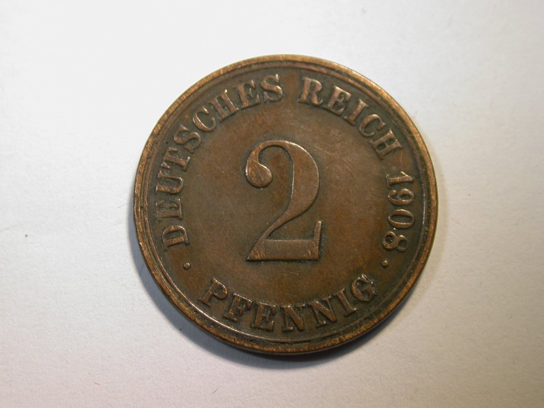  F11  KR  2 Pfennig 1908 A in ss/ss+ Originalbilder   