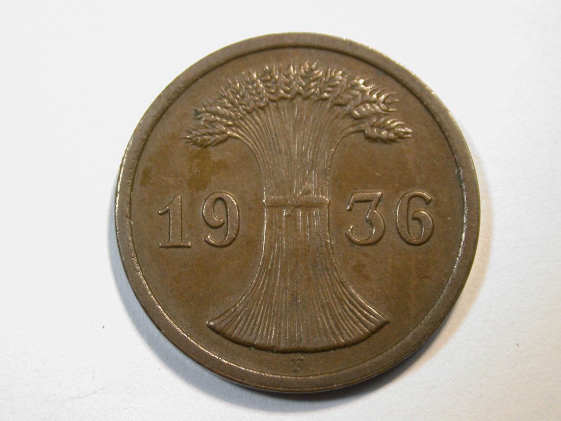  F11  Weimar  2 Pfennig  1936 F in ss-vz, Prägefehler  Originalbilder   