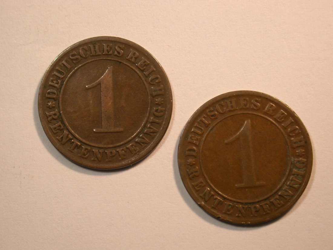 F11 Weimar 1 Renten-Pfennig 1924 E 2 Stück Originalbilder