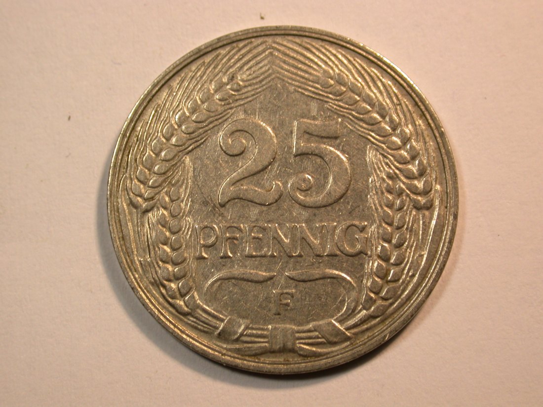  F11  KR  25 Pfennig 1909 F in ss+/ss-vz   Originalbilder   