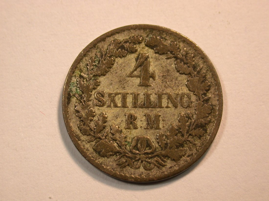  F11  Dänemark  4 Skilling 1854 in s-ss (F-VF)  Originalbilder   