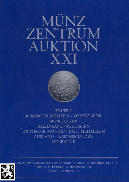  Münzzentrum (Köln) Auktion 21 (1974) Sammlung Rheinland und Nachbargebiete während des Mittelalters   