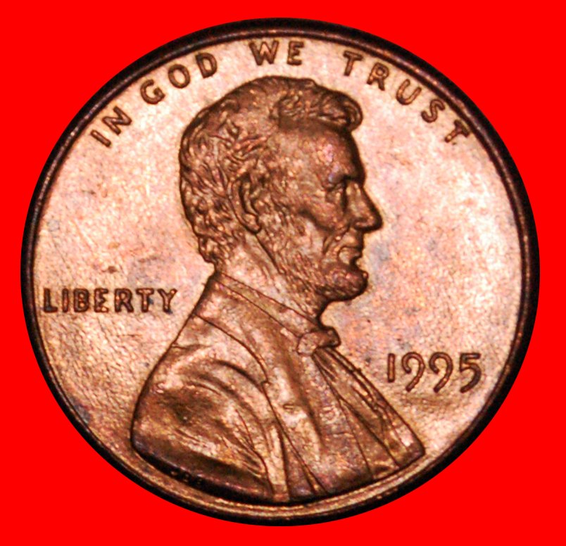  • MEMORIAL (1982-2008): USA ★1 CENT 1995 UNC MINT LUSTER! LINCOLN (1809-1865) LOW START★ NO RESERVE!   