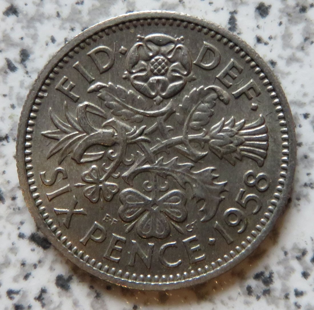  Großbritannien 6 Pence 1958, funz/unz (2)   