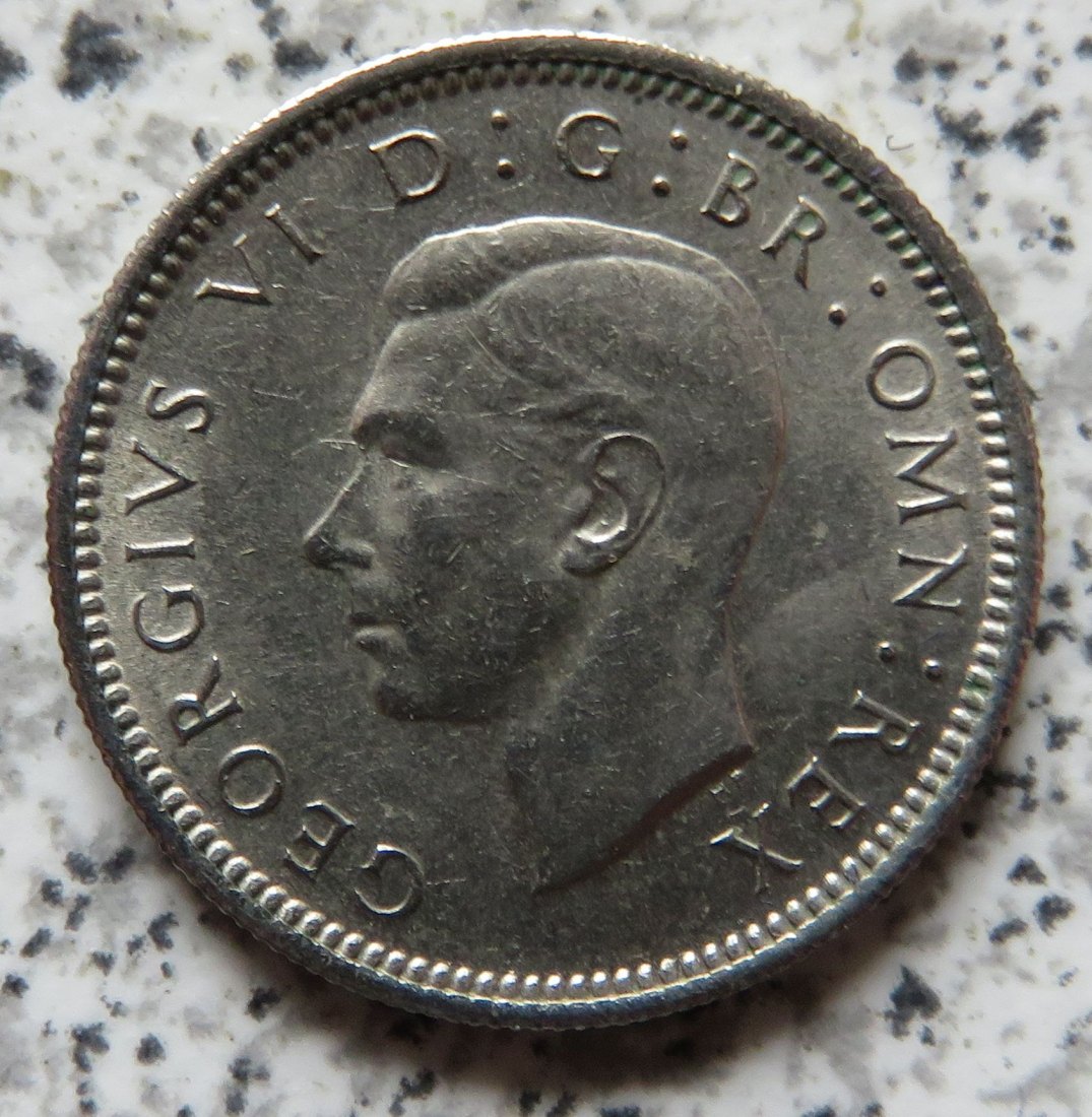  Großbritannien 6 Pence 1951, funz./unz.   