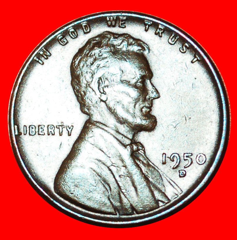  • WEIZEN PENNY (1909-1958): USA ★ 1 CENT 1950D! LINCOLN (1809-1865) OHNE VORBEHALT!   