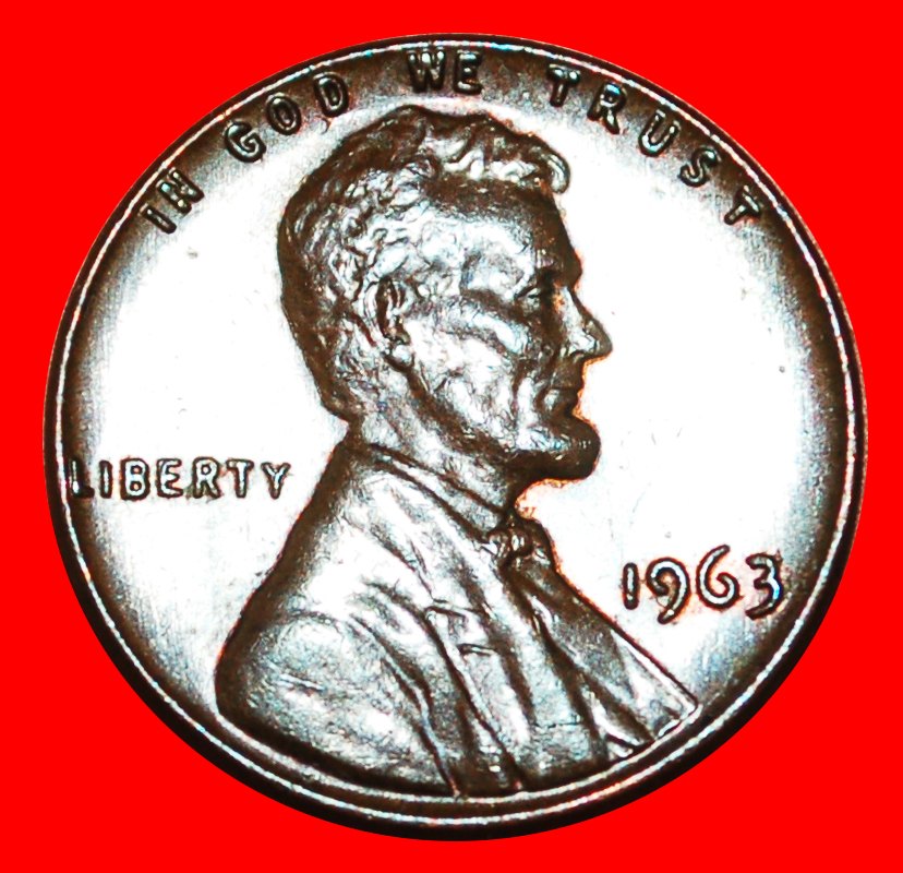  • MEMORIAL (1959-1982): USA ★ 1 CENT 1963! LINCOLN (1809-1865)OHNE VORBEHALT!   