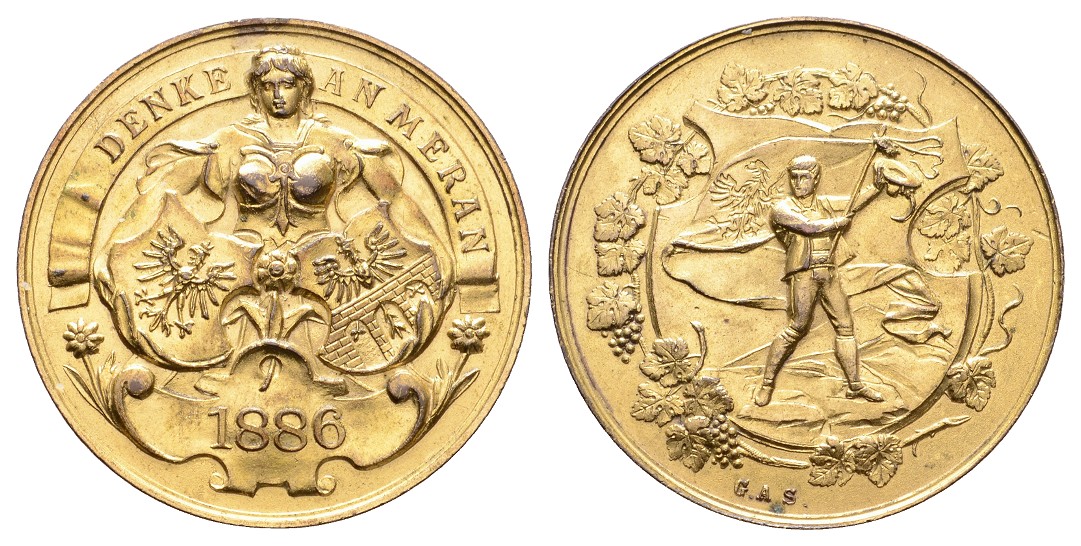  Linnartz SÜDTIROL MERAN Verg. Bronzemed.1886, Erinnerungsmedaille, 36mm, 21,87Gr. vz+   