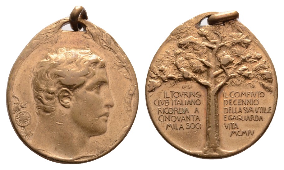  Linnartz ITALIEN, Tragb.Bronzemed.1904, Touring Club Jubiläum, 25x30mm, f.vz   